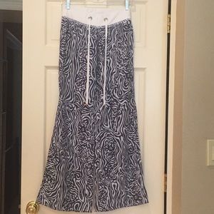 Lilly Pulitzer Blue/White Beach Pants-DrawstringXS